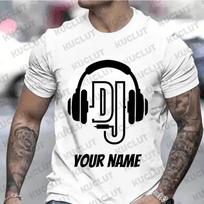Personalised Name Dj T Shirt Custom Name Logo Shirt for DJ's Clothes Custom Personalized Gift for Men Music Gift Dj DIY T-shirts#Color S juoda