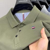 Vyriški siuvinėti ilgomis rankovėmis polo marškinėliai su fliso pamušalu - Ruduo/Žiema 2025 Verslo atsitiktinio stiliaus atverčiama apykakle 2XL/180 for 155-170 kg