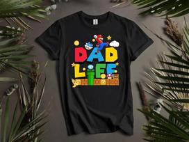 Tėvo gyvenimas Super Mario marškinėliai Marškinėliai Vyrams Moterims Unisex T-shirt L65 S