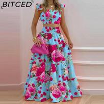 BITCED Spring Women's Commuter Mid-Waist Trendy Strappy Full-Skirted Fashionable Casual Set XXL oranžinė