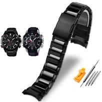 Solidus lenktu galu plieninis laikrodžio dirželis Casio EDIFICE serijai, dirželis EQB-501 EQB-800, arkine burna, preciziška plieninė laikrodžio grandėlė vyrams, 22 mm 22mm sidabras