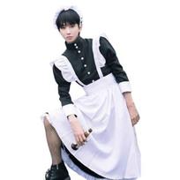 1 rinkinys kambarinės Cosplay suknelės rinkinys apima prijuostę, galvos juostą, lankelį ir kojines Unisex A-linijos, iki blauzdų ilgio, kontrastingos spalvos, su raukiniais, vakarėliams, fotografijai Womens XL