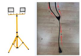 Prožektorius LED 2x30W IP65 su stovu, juodas