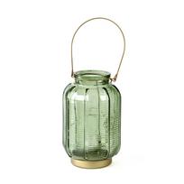Žibintas su LED lemputėmis 14x14x22 cm žalsvas, auksinis Giftdecor 78081