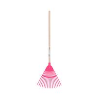Grėblys-šluota vaikiškas medinis kotas 73 cm rožinis 316970/329759