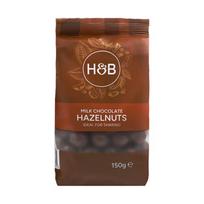 HOLLAND & BARRETT skrudinti lazdyno riešutai padengti pieniniu šokoladu, 150 g