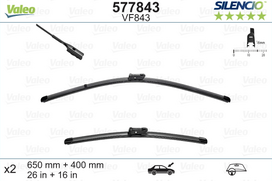 Valytuvai Valeo Silencio Flat Blade Seat, Bmw, Citroen, Opel