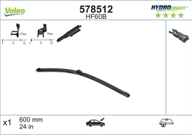 Valytuvai Valeo Hydroconnect 600mm