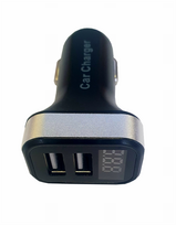 Įkroviklis su 2 USB 12V-24V 2,1A + 1A ir srovės indikatoriumi
