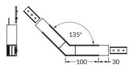 Led juostos profilio VARIO30-02 kampinis sujungimas 135 laipsnių, baltas