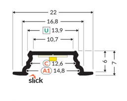 Led juostos profilis GROOVE 10.V2 A1C/U Juodas 2m