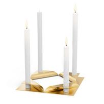 Žvakių laikiklių rinkinys HOFATS SQUARE CANDLE Auksinis, 4 vnt.