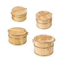 Medinis garuose ryžių virimo kibiras Sushi ryžių dubuo Daugkartinis nelimpantis apvalus ryžių dubuo su dangčiu Restoranui Užkandžiams 16cmx16cmx11cm