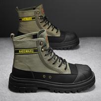 Martin boots men's high top 2025 spring new thick-soled canvas casual boots men's tooling versatile locomotive short boots 39