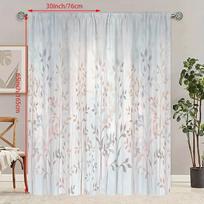 2 vnt. - Rotango lapų rašto užuolaidos, 100 % poliesteris, permatomos, tinkamos miegamojo užuolaidoms ir svetainės dekoravimui 23Wx59L(60x150cm)