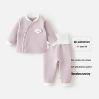 Infant Quilted Winter Set: Baby Warm Underwear with Split Clothes, Autumn Pants & Shirts 90 cm