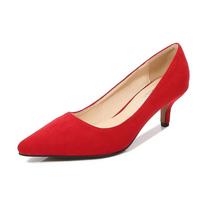 Madingi moteriški aukštakulniai Elegantiški biuro ponios batai Minkšti firminiai moteriški bateliai smailiu priekiu vidutinis kulnas 5cm Žali Juodi Raudoni 35 smėlis