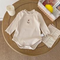 Autumn Rabbit Embroidery Ruffle Romper for Baby Girls Size 90