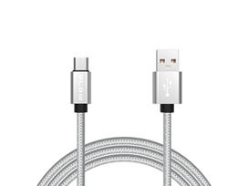 USB A - micro B jungtis 1.0m, pintas, sidabrinis