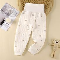 Baby Quilted High-Waisted Cotton Pants with Belly Protection - Warm, Anti-Cold, Antibacterial (Autumn/Winter) 73cm Convertible