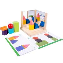 Vaikų 3D geometrijos lavinimo stalo žaidimas Loginio mąstymo samprotavimo žaislas Montessori veidrodinis galvosūkis, atitinkantis tris vaizdus