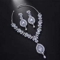 Bohemian Feng Shui Drop Jewelry Set Exaggerated Rhinestone Clavicle Chain Personalized Earrings Women's Jewelry Set gold plated