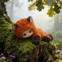 Mielų būtybių šeima trys viniliniai veido katės pliušiniai žaislai gulintis panda stalo elnio lėlė 18cm【0.12kg】