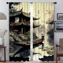 Japoniško stiliaus modernios svetainės užuolaidos kameros langui, namų interjero užuolaidos, 2 vnt., Helovino dekoracija, pertvara W50xH70cmx2pcs-CL