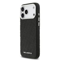 Karl Lagerfeld Grained PU Repeated Logo MagSafe dėklas skirtas Apple iPhone 17 Pro Max juodos spalvos