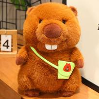 Animacinis 23-45cm audinės bebro kuprinė Juokingos lėlės Pliušiniai žaislai Super minkšti Kūdikio komforto žaislai Mergaičių gimtadienio dovanos Namų dekoras about  23cm