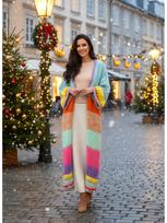 Boho Prabangiai Rankomis Megztas Varpelio Formos Rankovių Nėrimo Laisvo Mezginio Megztinis Kimono Kardiganas Moterims Rudens Žiemos Paltas Paplūdimio Uždangalas Suknelė K292 S įvairiaspalvis