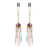 Rimba Bondage Play Nipple Clamps with Feathers Multicolor