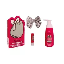 PUSHEEN_SET kūno plovimo putos 300ml + lūpų dažai 3,8g + plaukų segtukas