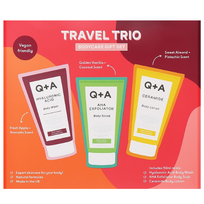 Kūno priežiūros priemonių rinkinys Q+A TRAVEL TRIO, 3x50ml. (Dabar -13%)
