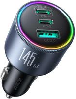 Joyroom Automobilinis įkroviklis Mini, C+C+U, 145W su C tipo į C tipo laidu, 100W, Juodas (JR-CCN07)