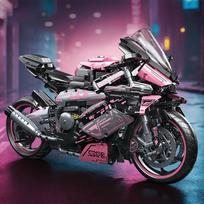Rožinis Cyberpunk Motociklas 2045 Vnt. Lenktynių Statybinių Blokų Rinkinys Stalo Dekoracijos Edukacinis Žaislas Vaikams Kalėdų Velykų Dovana