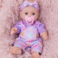 Simuliacinis lėlė mielais violetiniais drabužiais su čiulptuku 30CM atgimusi lėlė simuliacinė lėlė mergaitės dovana