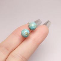 Žali neapdoroti turkio auskarai stud moters asmenybei Pure 8mm apvalūs netaisyklingos spalvos auskarai 925 silver