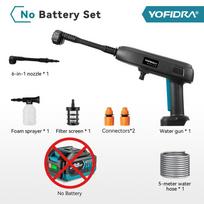 YOFIDRA 6 IN 1 Aukšto slėgio automobilio plovimo pistoletas su vandens rezervuaru, nešiojamas valymo įrankis, sodo purkštuvas, skirtas Makita 18V baterijos kontaktams Without battery