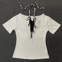 Y2K women's retro sexy slim fit top short T-shirt S balta