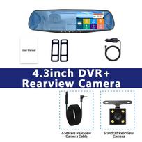 Automobilinis DVR vaizdo registratorius 4,3 colio FHD 1080P galinio vaizdo veidrodis vaizdo įrašymo įrenginys dviguba kamera automatinis registratorius su galinio vaizdo kamera juoda
