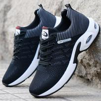 Male Sneakers Fashion Air Mesh Breathable Wedges Sneakers for Men Plus Size 44 juoda