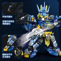 Super herojus Mecha karys konstravimo kaladėlės Mėlynas Zhao Yun robotas modelis DIY veiksmo figūrėlė Berniukų gimtadienio Kalėdų dovana Vaikų žaislas