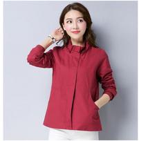 Zippered Cardigan Long-sleeved Windbreaker Versatile Coat Hooded Loose Casual Jacket Top M raudona