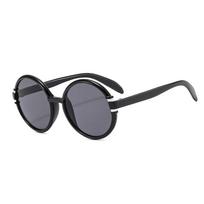 Retro Round Sunglasses Men Women Brand Designer Plastic Frame Oversized Sun Glasses Trendy White Brown Gradient Eyewear Shades As Picture juoda pilka spalva
