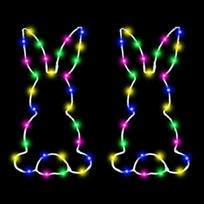 2/4PCS Easter Window Light with Suction Cup Battery Operated Easter Bunny Carrot Decoration Led Light for Indoor Bedroom Decora