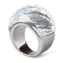 Fashion Retro Royal Style Titanium Steel Ring with Diamond Accents Statement Finger Jewelry No. 6 balta