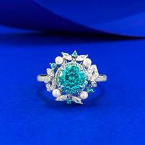 One-Carat Paraiba Blue Jacaranda Pearl Ring Light Luxury No. 5
