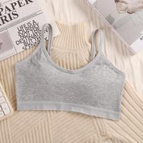 Mergaičių medvilninė sportinė liemenėlė-topas - Be lankelių & Apsauganti nuo atidengimo bandeau One Size 70-110 jin pilka spalva