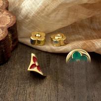 Elegant Two-Tone Rhombus Four-Petal Earrings: Chic Light Luxury Design